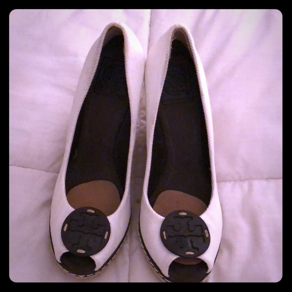 Tory Burch Logo Wedge White size 10